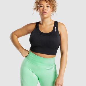 Gymshark black energy+seamless crop top size large
